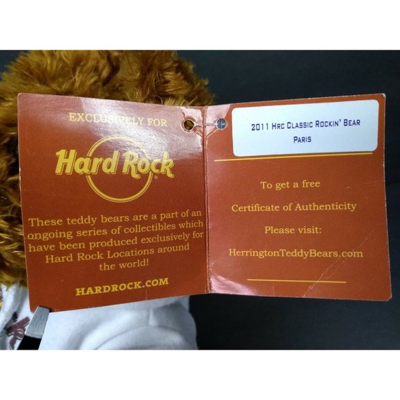 Hard Rock Cafe Paris 9" CLASSIC Teddy Bear w/ Hoodie Plush Stuffed Animal NWT - Picture 11 of 12